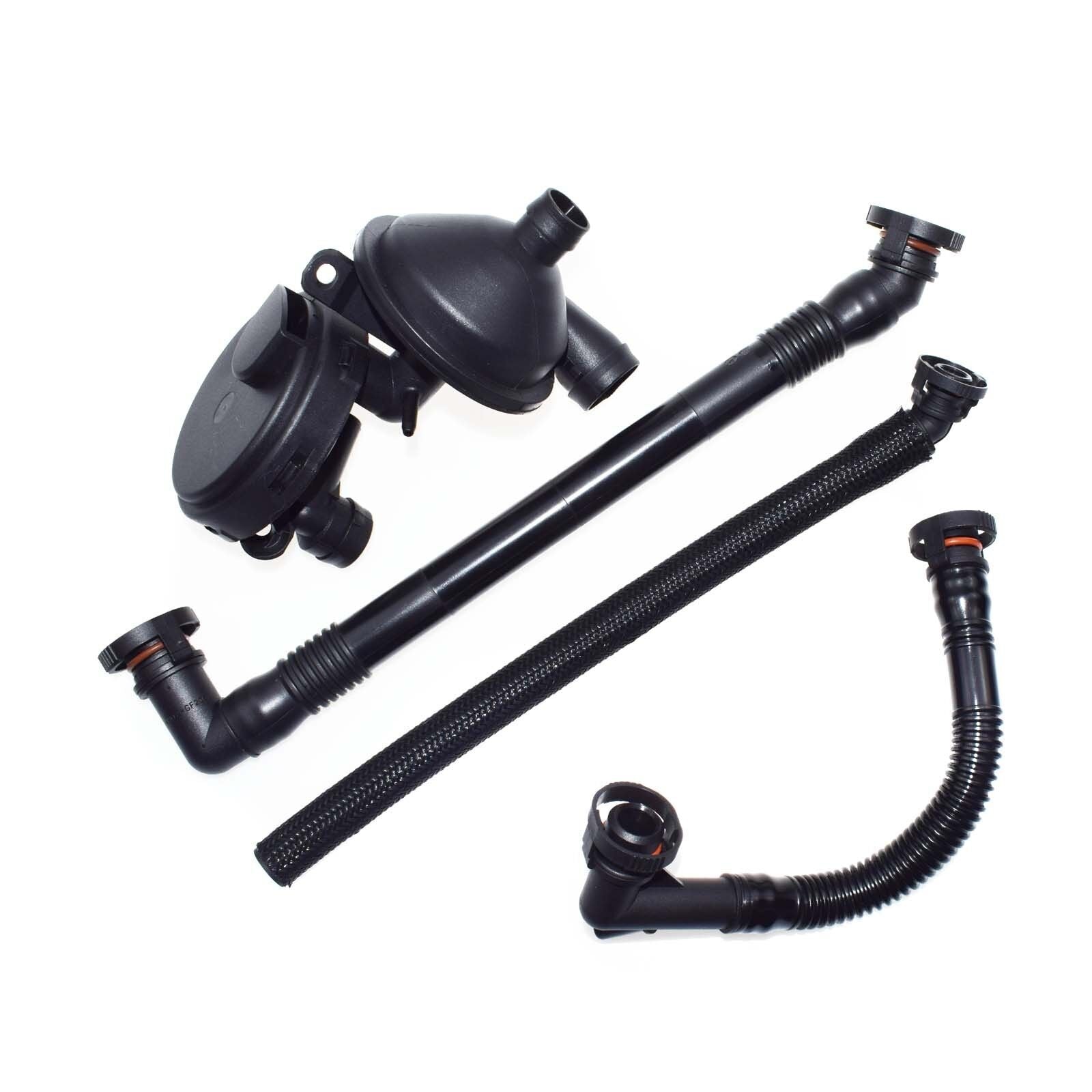 for BMW Set 4 New PCV Crankcase Vent Valve Oil Separator Valve Breather Hose Kit