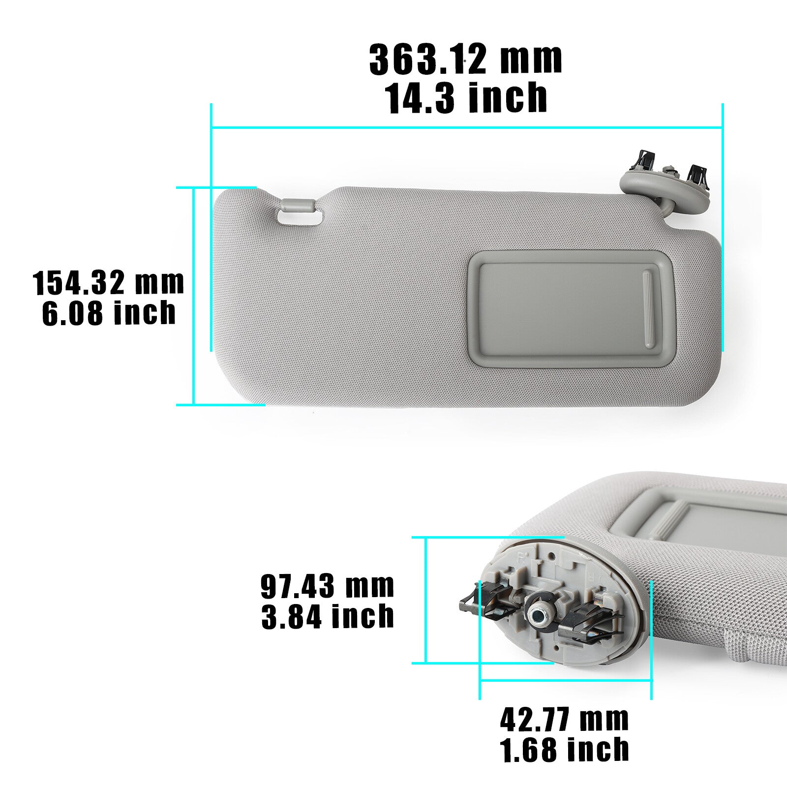 7431012L80B0 For 2009-13 for Toyota for Corolla Sun Visors Right Gray With Mirror