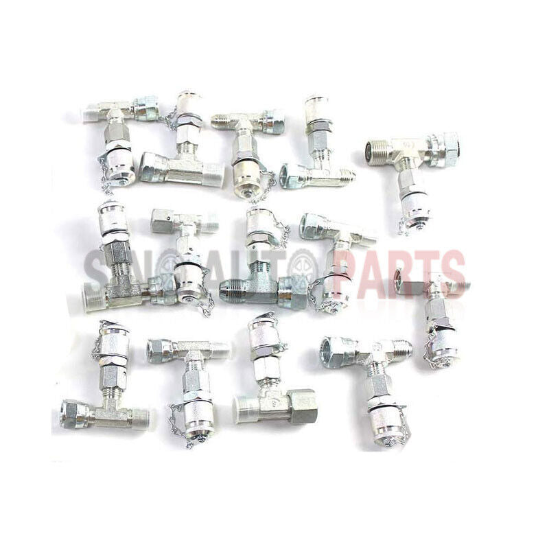 14PCS Tee Fittings Connector Set for Hydraulic Pressure Gauge Test Kit