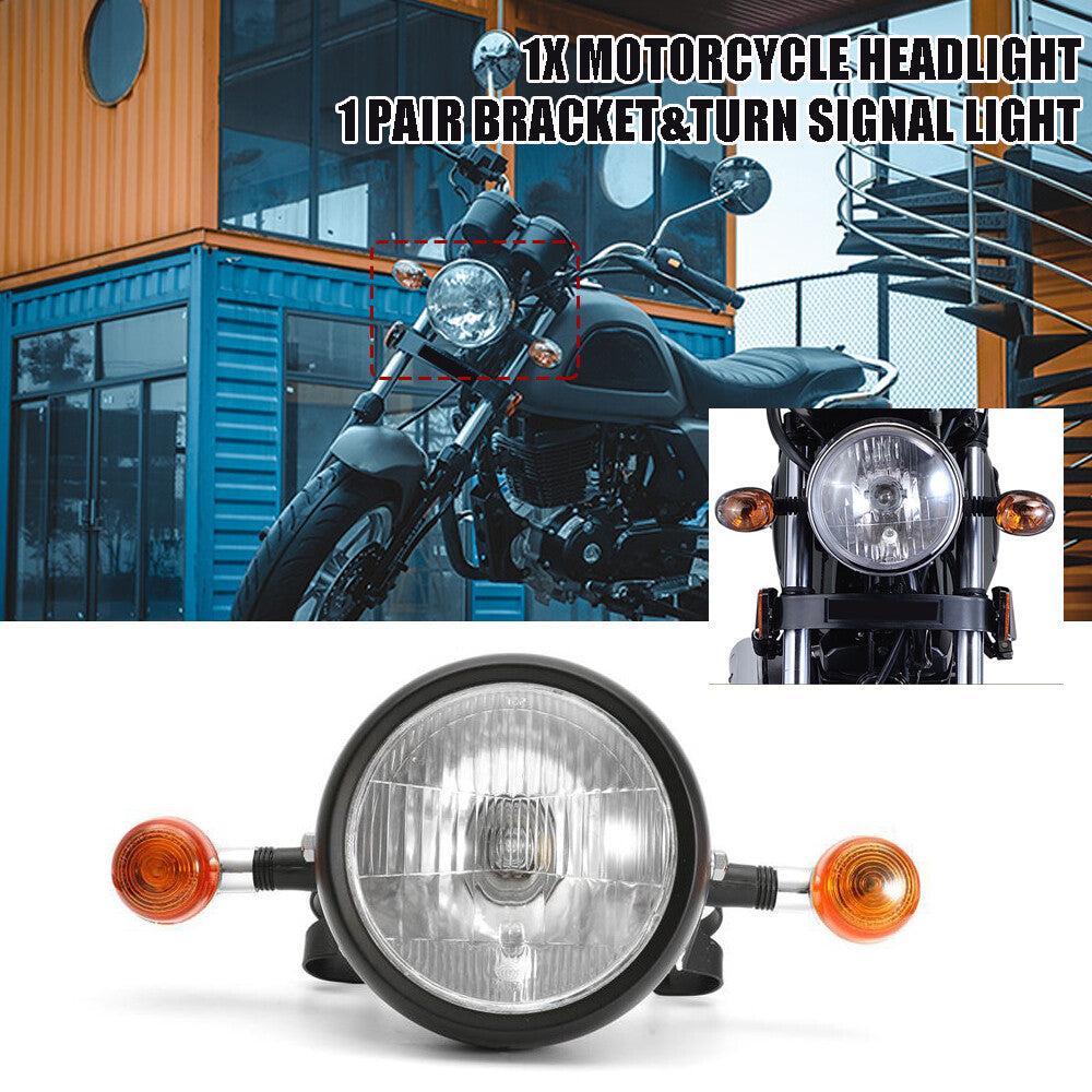 Headlight Turn Signal Lamp 6.5 Inch Motorcycle Bulb w/Bracket Mount Universal