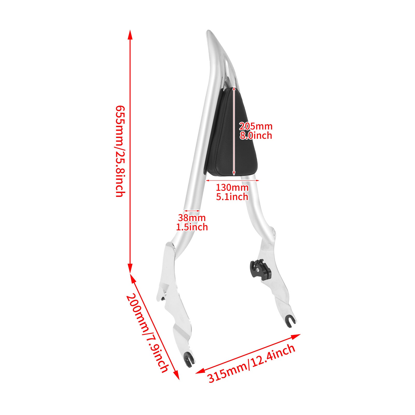 22 Chrome Passenger Backrest Sissy Bar for Harley Touring Road Street Glide 09+