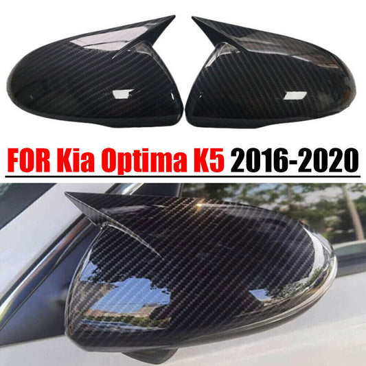 Carbon Fiber Horn Side Rear View Mirror Cover Trim Cap for Kia Optima K5 16-20