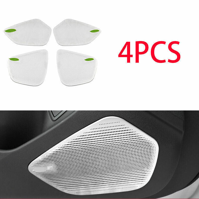 4P Inner Door Speaker Horn Cover Trim Matte Silver Steel for Cadillac CT4 20-24