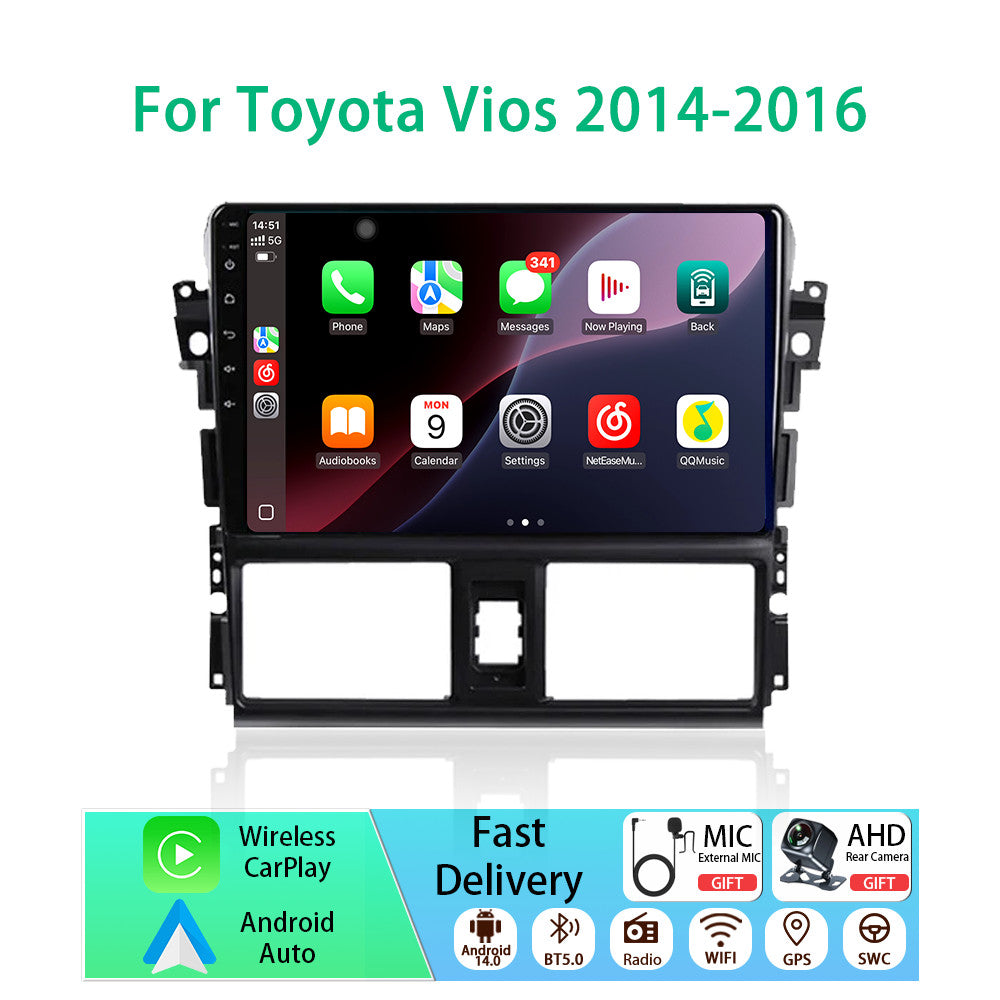 for Toyota Vios 2014-2016 Android CarPlay Car Stereo Radio GPS Multimedia Screen