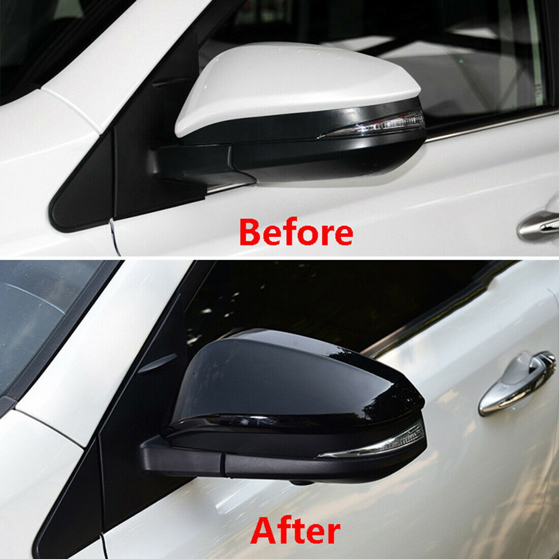 2X Black Rear view Mirrors Cover Cap Trim for Toyota Highlander Kluger 2014-2019