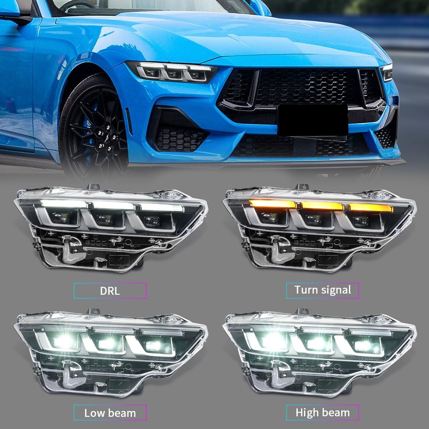 PR3B13008 LED Headlight Assembly Right Passenger Side for Ford for Mustang 2024-2025