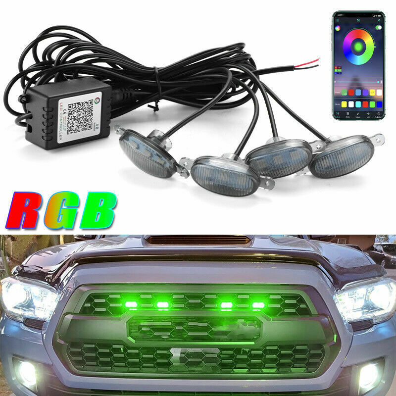 4pcs Smoke Lens RGB LED Front Grill Running Lights for Ford F150 Raptor Art