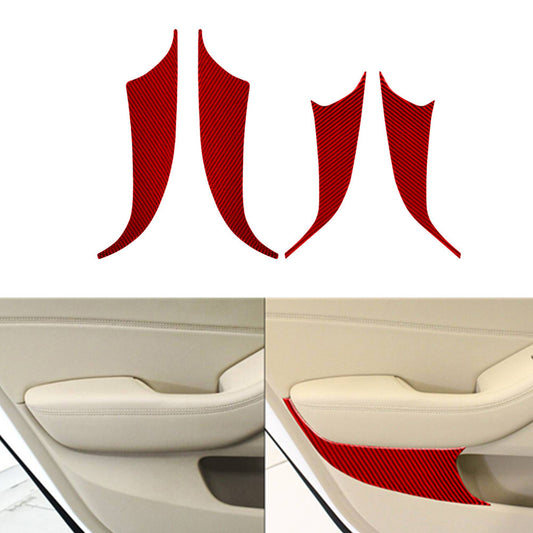 4Pcs Red Carbon Fiber Interior Door Panel Cover Trim for KIA Cadenza 2014-2016