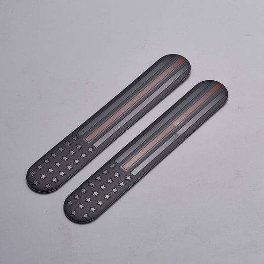 2PCS 3D Metal Flag Sticker American Car Truck Decal Emblem Black+Red Sticker