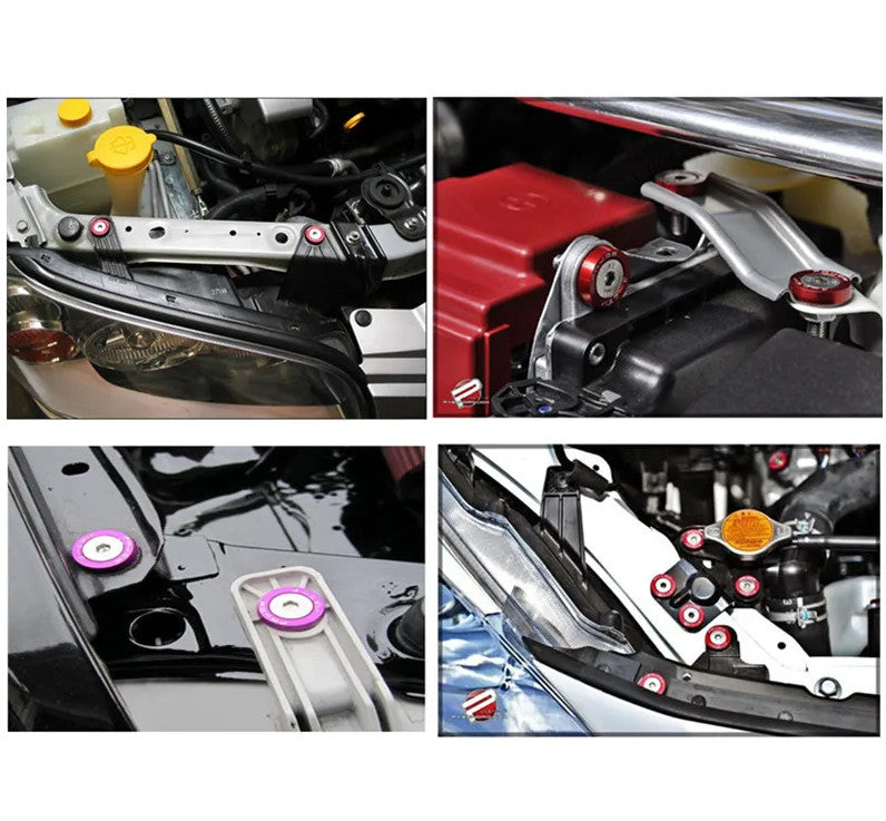 10-piece set of hexagonal fasteners for car bumpers, engine recessed screws, mudguard washers, red, suitable for Honda .