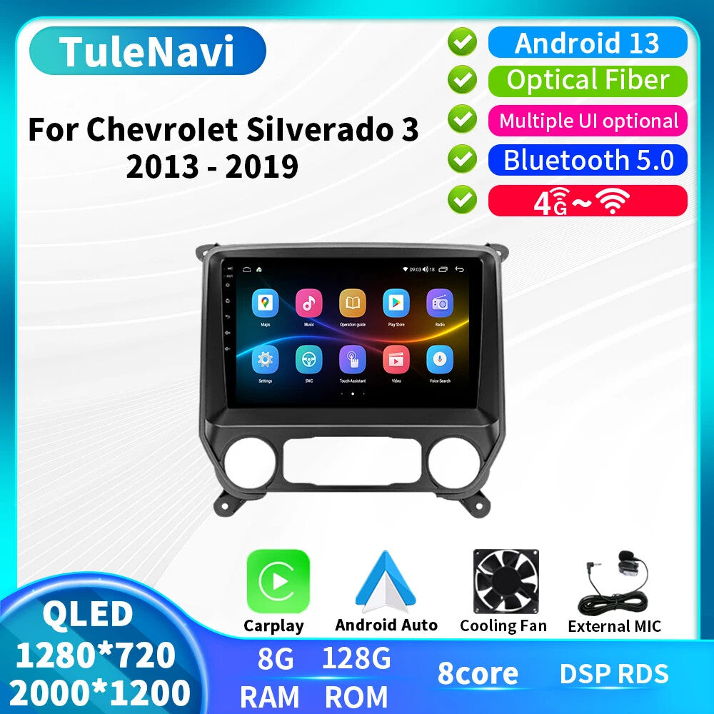 for Chevrolet Silverado 3 GMTK2 Car Stereo Radio CarPlay GPS Video Player Screen