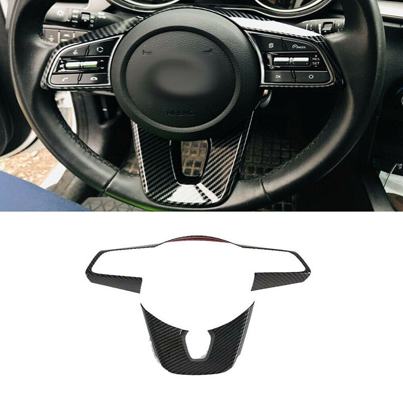 for Kia Forte K3 2019-2021 Carbon Fiber Inner Steering Wheel Frame Cover Trim 2x