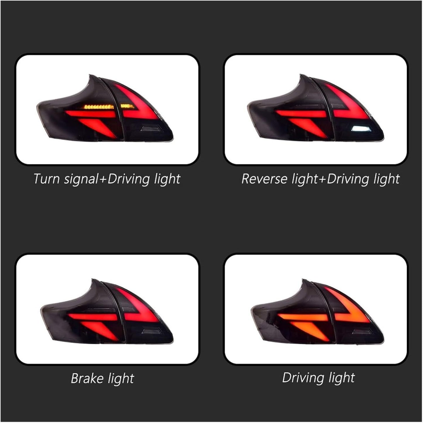 Fits for Toyota Venza 09 2010-2016 LED Projector DRL Black Rear Tail Light Assembly