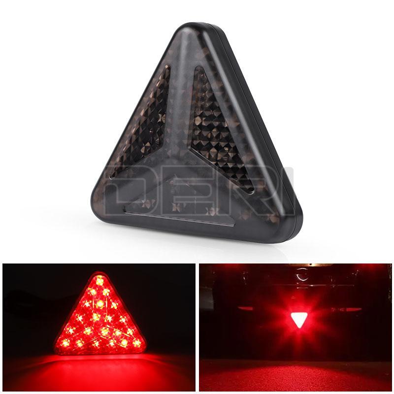 Universal Smoked Triangle Rear Stop Tail Third Brake Light Lamp RED Trucks Suvs