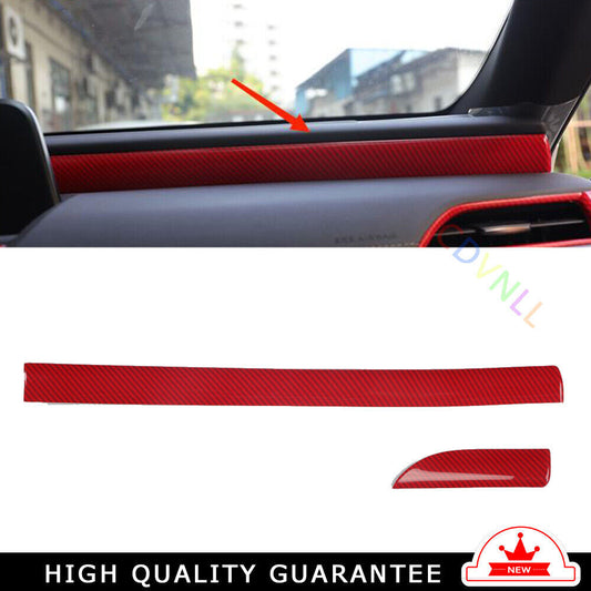 Middle Console Dashboard Strip Trim Inner for Lexus for ES 2018-21 Red Carbon Fiber