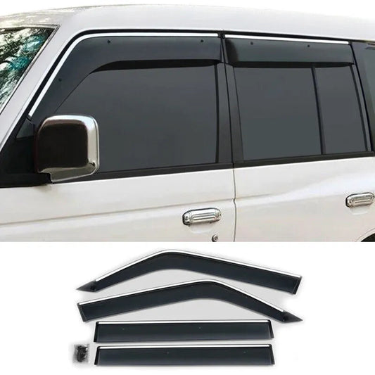 for Mitsubishi Pajero V31 V32 V33 Window Visor Deflector Black W/Chrome Trim 4x