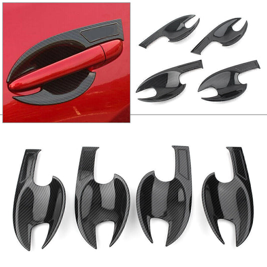 4 x Carbon Fiber Car Door Handle Bowl Cover Trim for Mazda CX-5 CX5 2017-2020 18