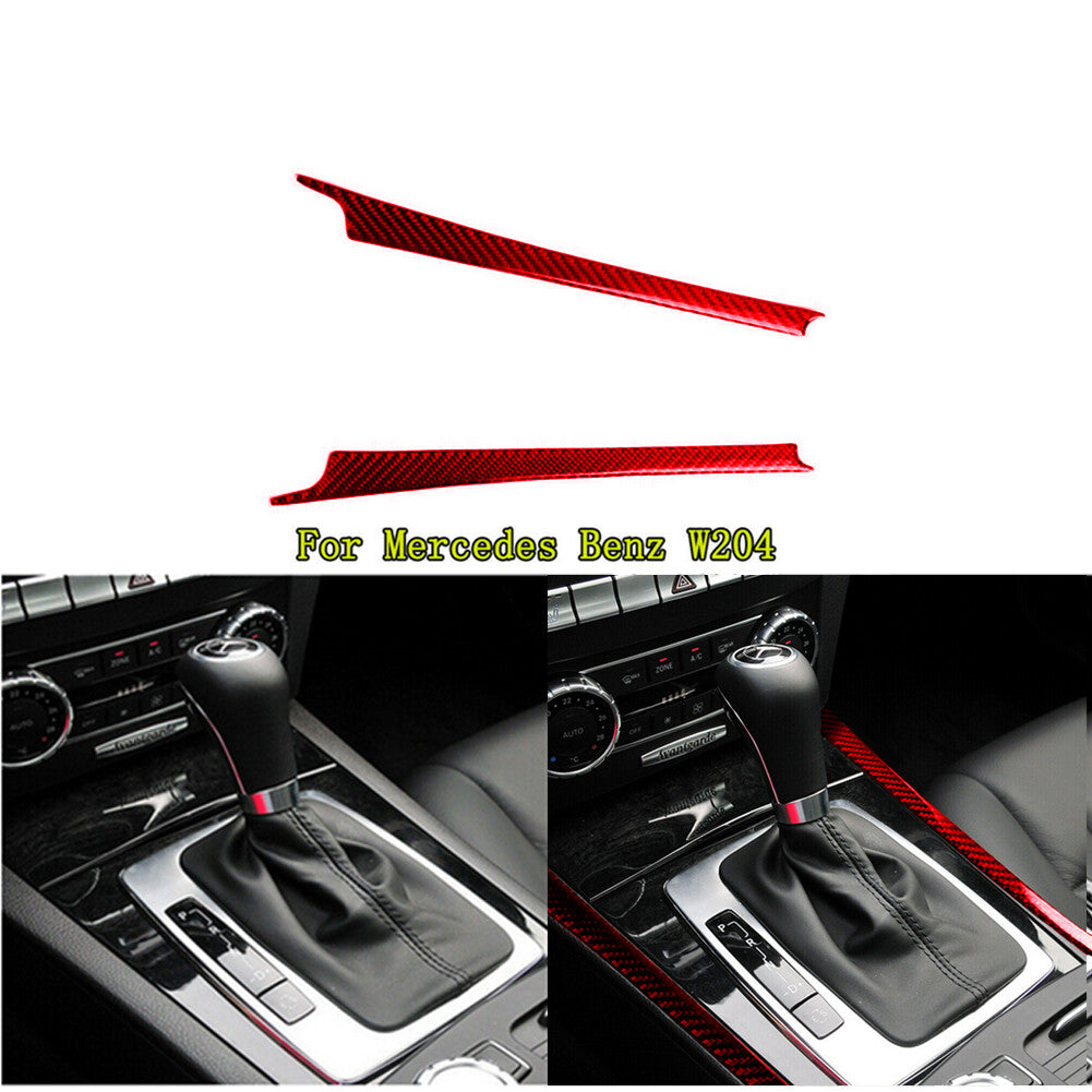 Red Carbon Fiber Shifter Side Decorative Trim for Mercedes-Benz W204 2007-10