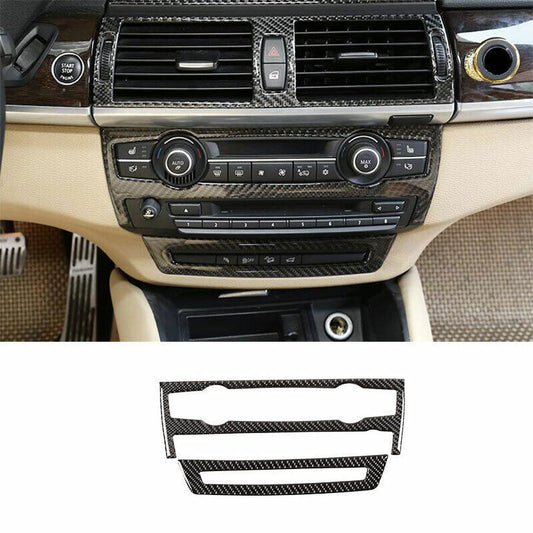 for BMW X5 X6 E70 08-13 Real Carbon Fiber Inner Console AC Switch Panel Trim 2P