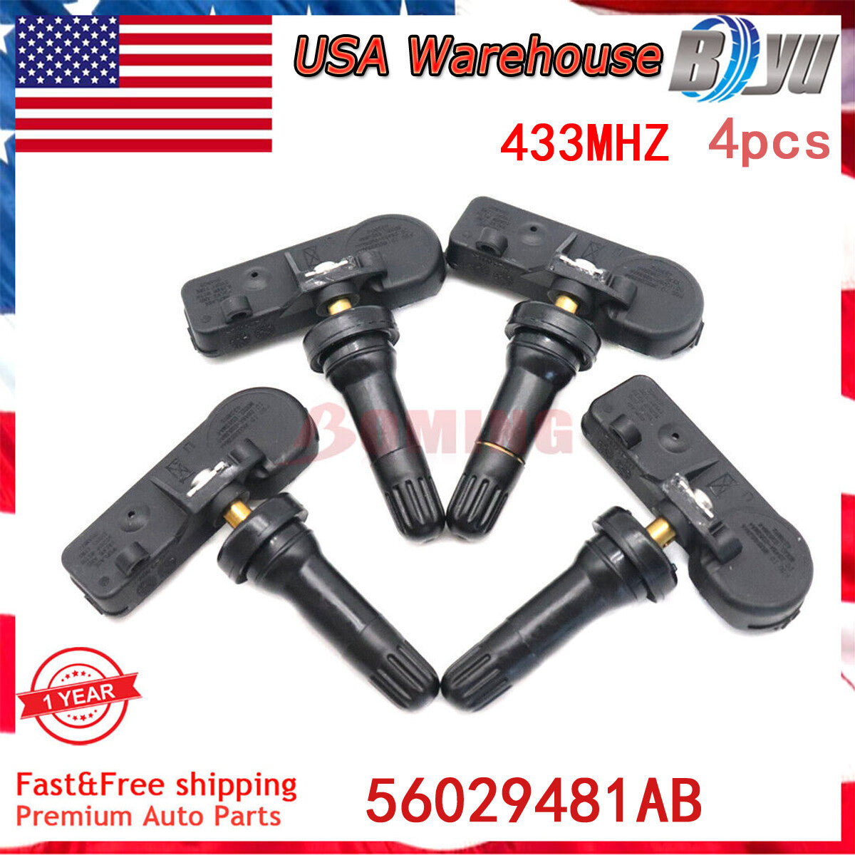 4PCS 56029481AB New Tire Pressure Monitoring Sensor 433MHz for Dodge for Ram for Jeep US