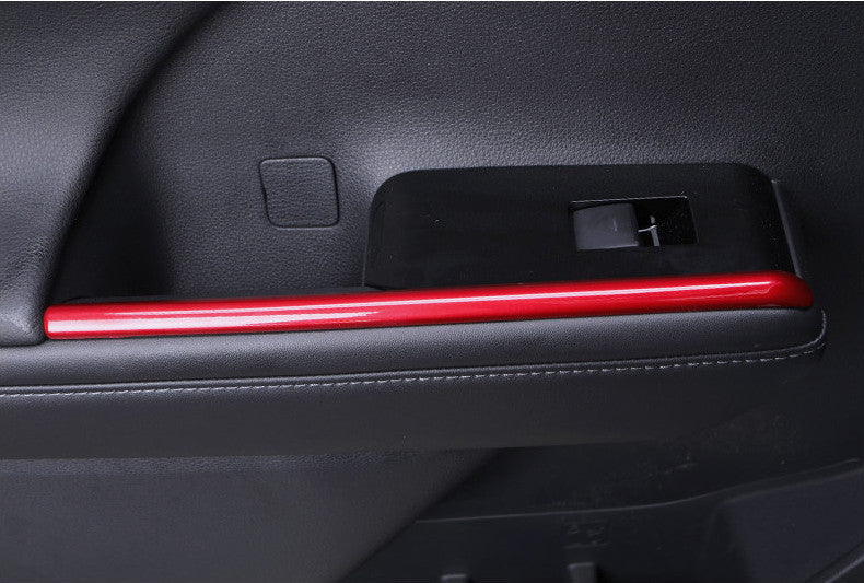 Red Chrome Inner Window Switch Panel Cover Trim for Toyota Highlander 2020-2023