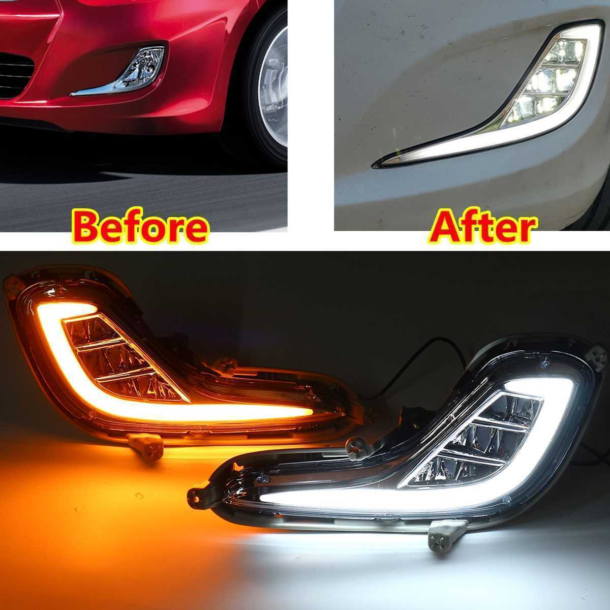 LED Daytime Running Light Fog Lamp With Controller For 2010-2015 for Hyundai Accent