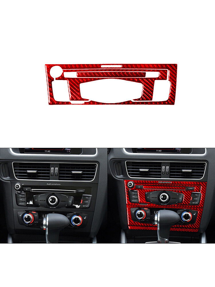 for Audi Q5 2009-2017 Red CD Player Radio Air-Con Trim Cover TYP-A Carbon Fiber