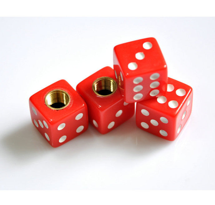 Red Gem Dice Tire/Wheel Stem Air Valve CAPS set Universal Car truck hot rod ATV