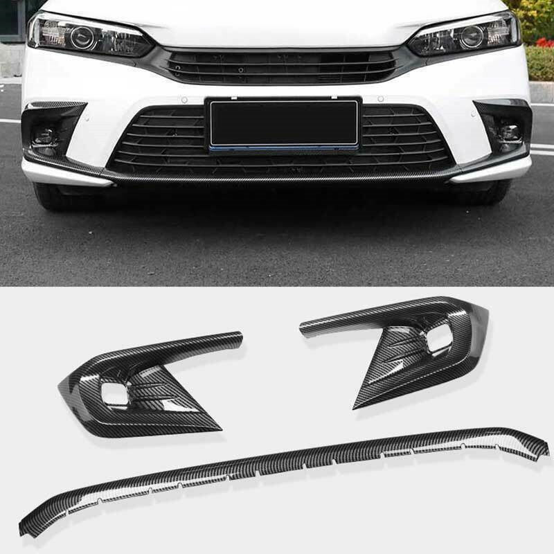 for Honda for Civic 2022-2023Carbon Fiber Front Bumper Moulding Fog Lamp Decor Cover