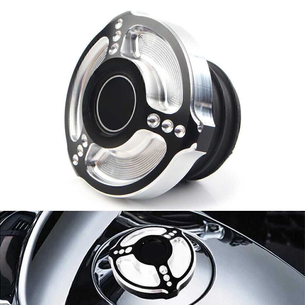 Black Fuel Gas Tank Cap Cover for Harley Touring Sportster Softail Dyna 1992-17
