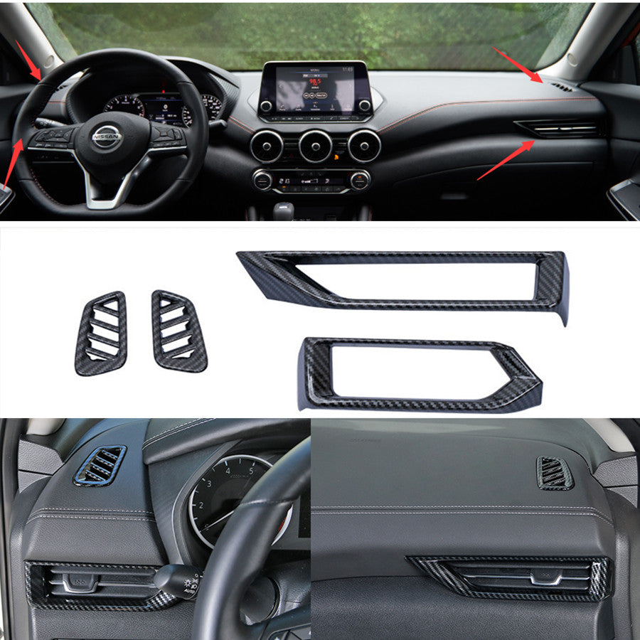 4-piece carbon fiber exterior dashboard vent cover trim for Nissan Sentra 2020-2021