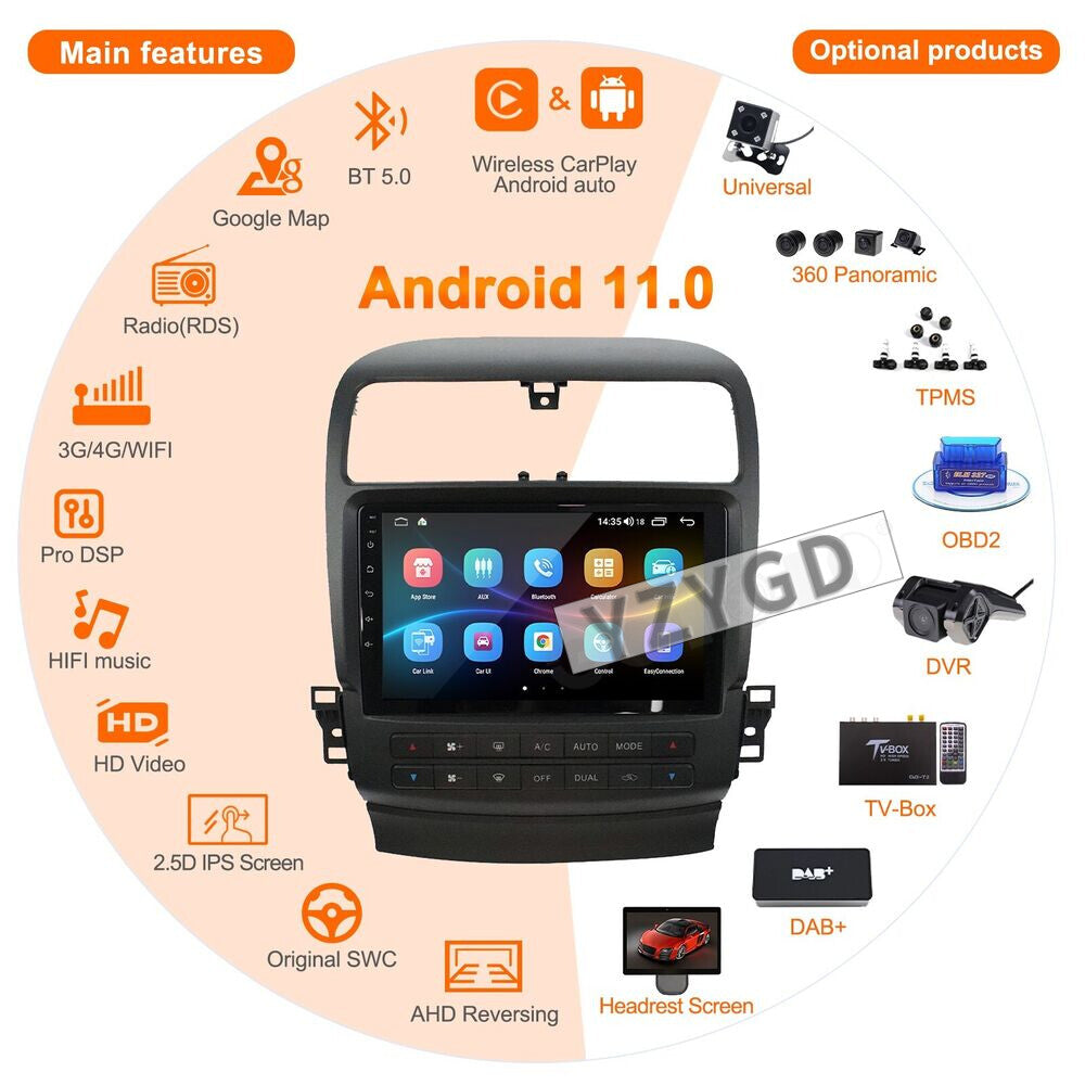 for Acura TSX 2004-2008 Android Car Radio Carplay Stereo Receiver 128GB Screen