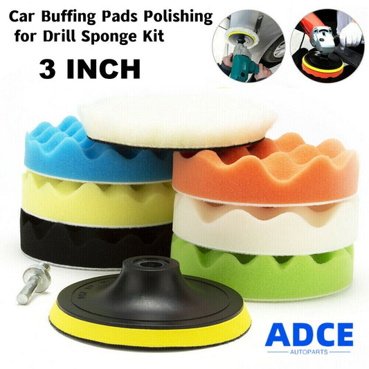 7-Piece 3-inch Car Polishing Pad Polishing Drill Sponge Set Waxing Foam Polisher