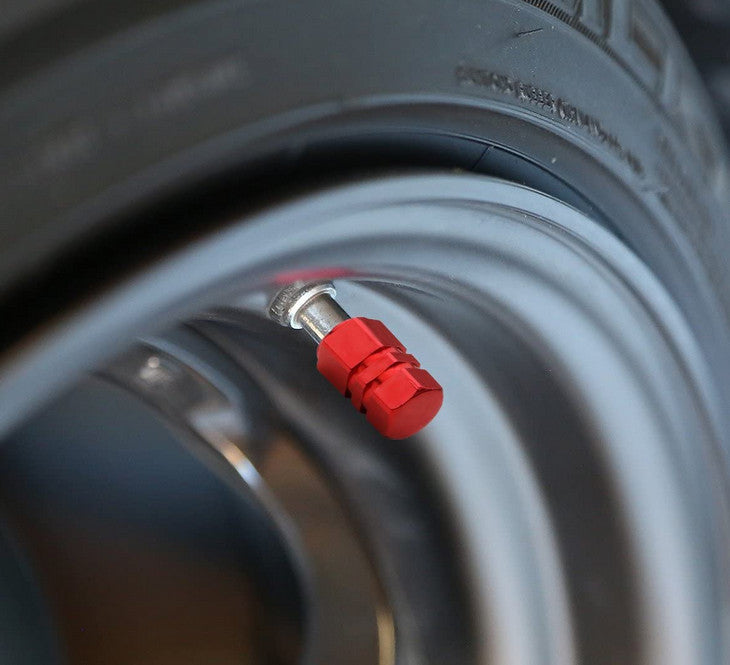 4-Piece Red 17mm Car Tire Valve Cover Stem Cover Air Valve Dust Cover for Fiat