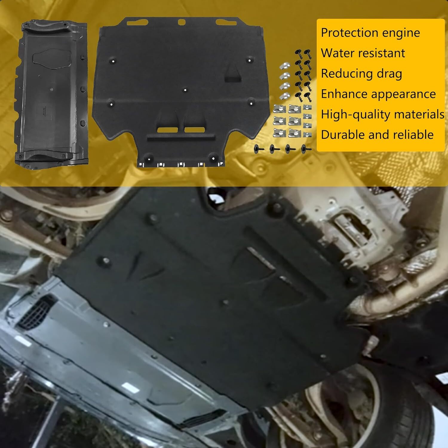 for Audi A6 (4G/C7) A7 (4G) 2011-18 Radiator Support Cover+Splash Guards+Clips