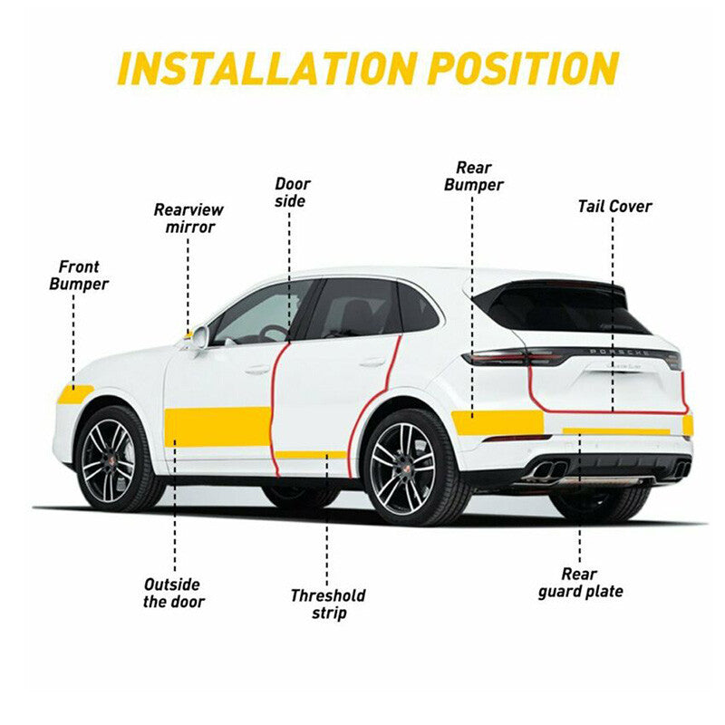 5D Car Carbon Fiber Vinyl Film Sticker Door Sill Scuff Anti Scratch Tape Protect