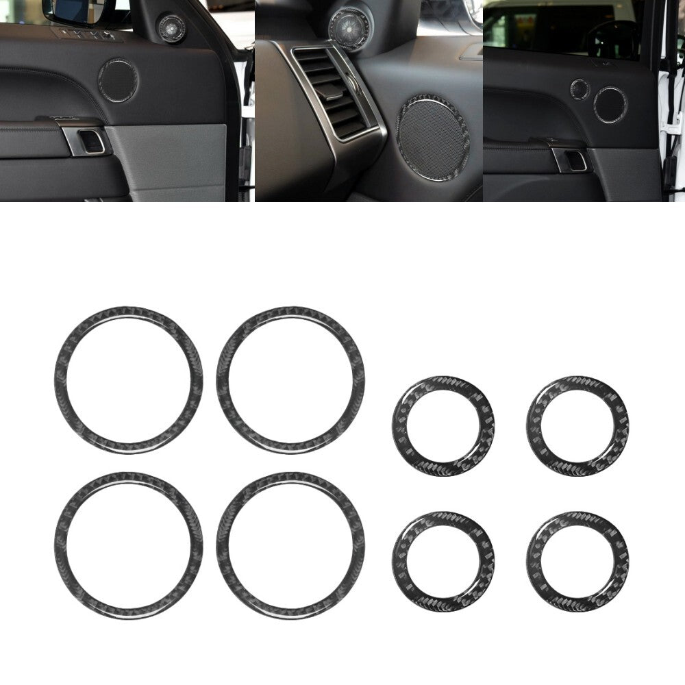 8Pcs Carbon Fiber Speaker Ring Cover Trim For Land for Range Rover Sport 2014-2017
