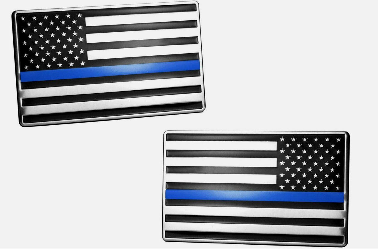 Car side fender rear trunk badge decal silver black blue American flag applicable to Jimsy