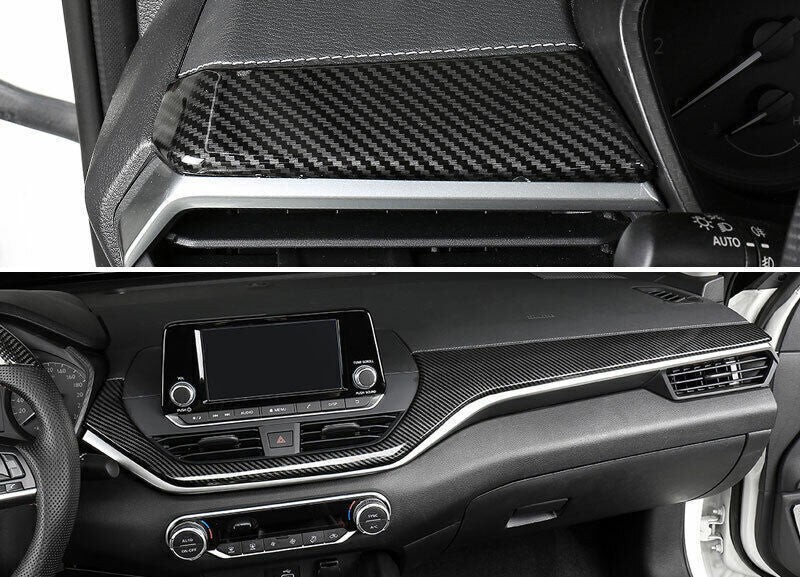 for Nissan Altima Teana 2019-23 Carbon Fiber Center Console Dash Panel Cover 2x