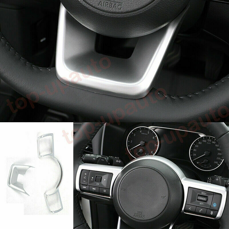 for Nissan Rogue 2021-2023 Matte Silver ABS Steering Wheel Molding Frame Cover
