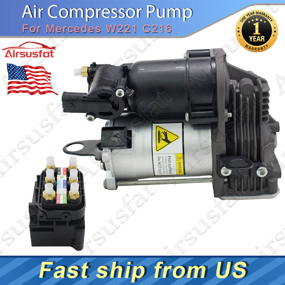 Air Suspension Compressor w/Valve Block Fit for Mercedes W221 GL450 2213200704