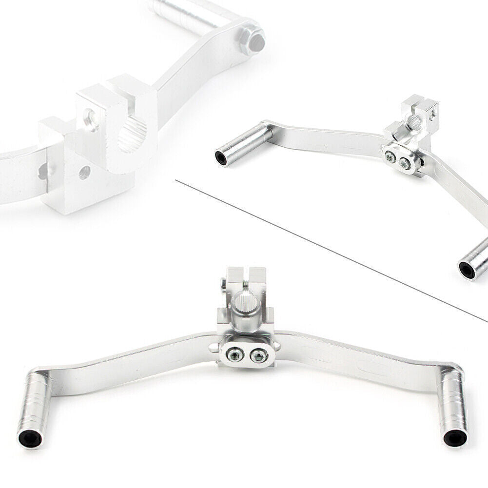 Aluminum Dual Way Gear Shift Lever Footrest Pedal Shifter Silver