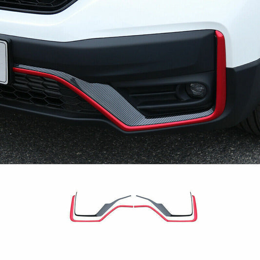 for Honda CR-V 2020-2022 Red Carbon Fiber Front Bumper Grill Strip Decorate Trim