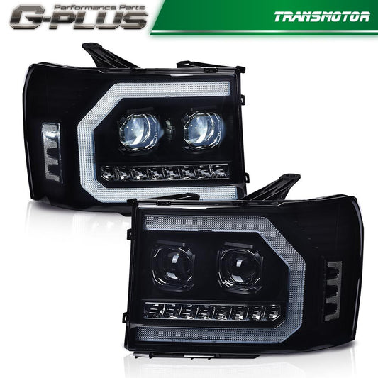 Smoked LED DRL Projector Front Light Suitable for 07-13 for GMC for Sierra 1500 2500 3500HD