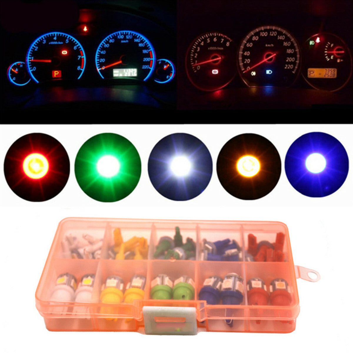 40Pcs 12V T5 T10 5050SMD Car Instrument Panel Light Bulb Clusters Dashboard Lamp