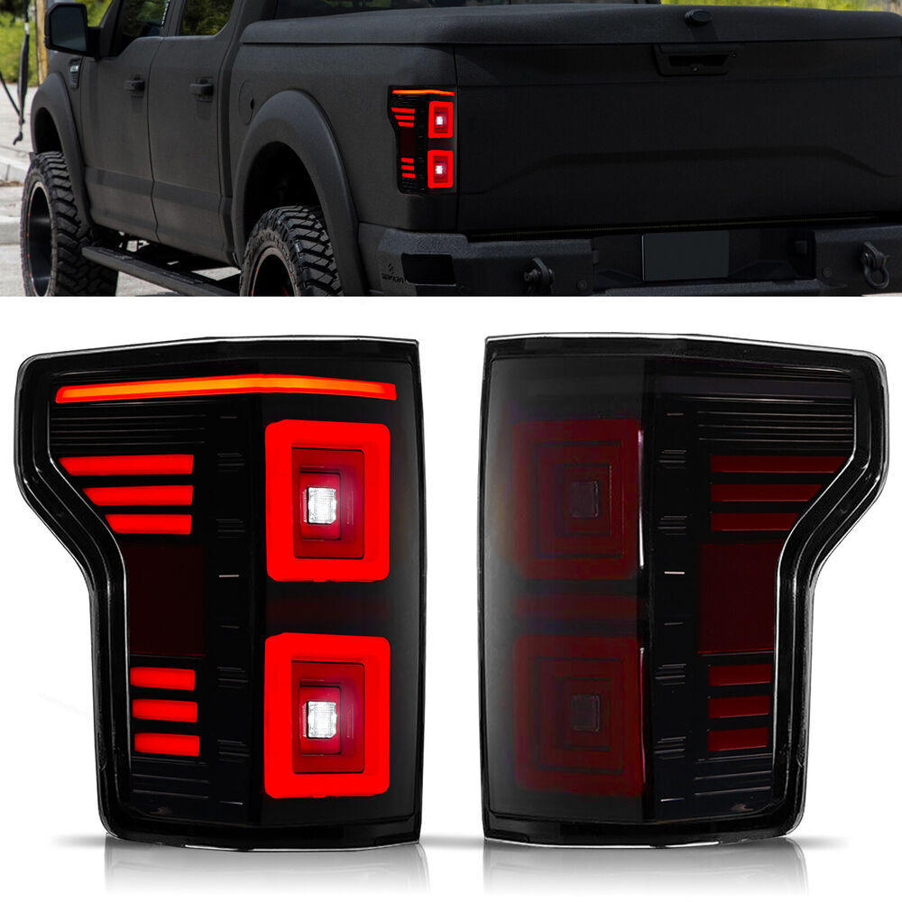 Pair Smoke LED Tail Lights Sequential Turn Signal Lamps for Ford F-150 2015-2020