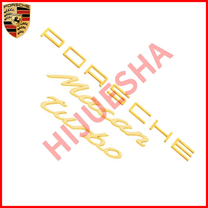 Gold for Porsche Macan Turbo Letters Rear Badge Emblem Set Look Deck lid
