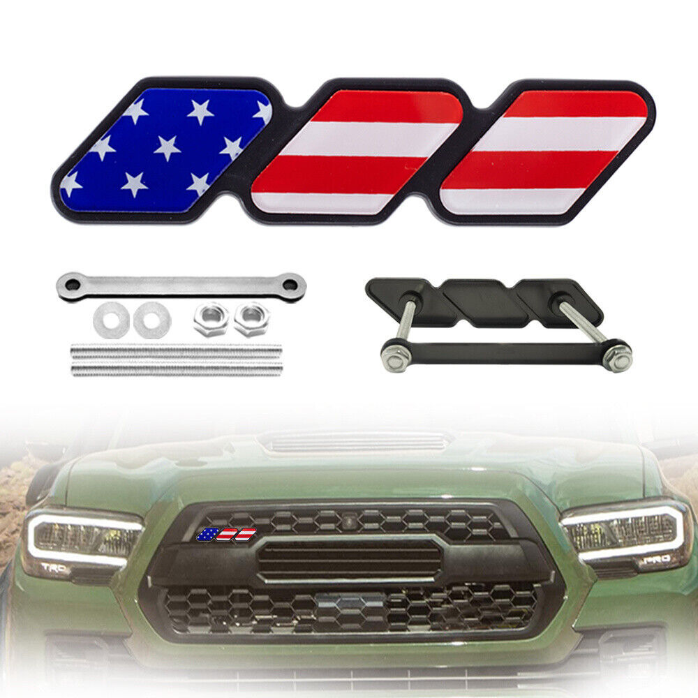 for Toyota Tacoma 4Runner Tundra US Flag Tri-color Front Grille Cover Emblem