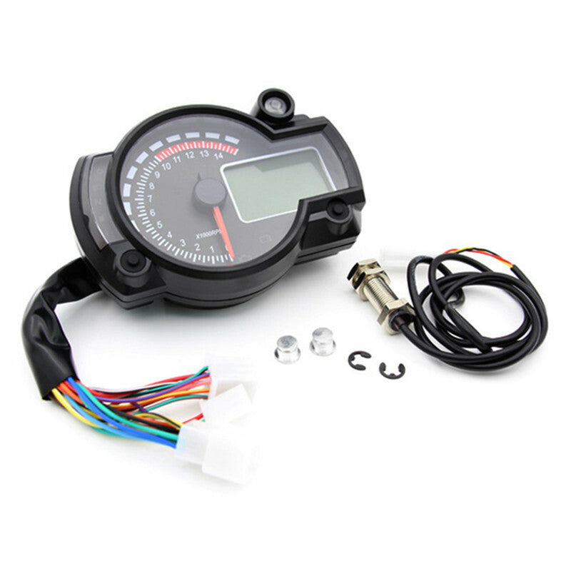Motorcycle Dashboard LCD Digital DualSpeed Odometer Speedometer Tachometer Meter