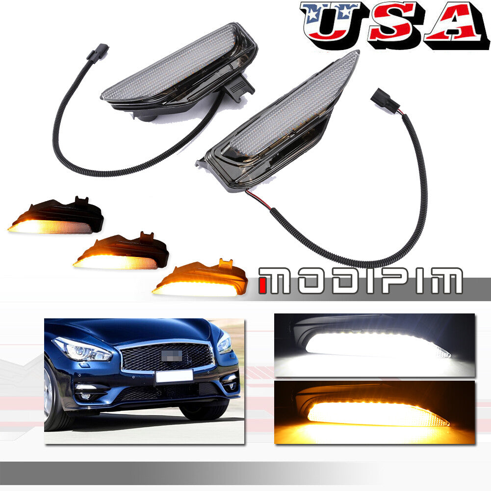 for Infiniti Q50 Q50S Sport 2014 - 20 Fog Turn Signal Lights Front Bumper LED Lights